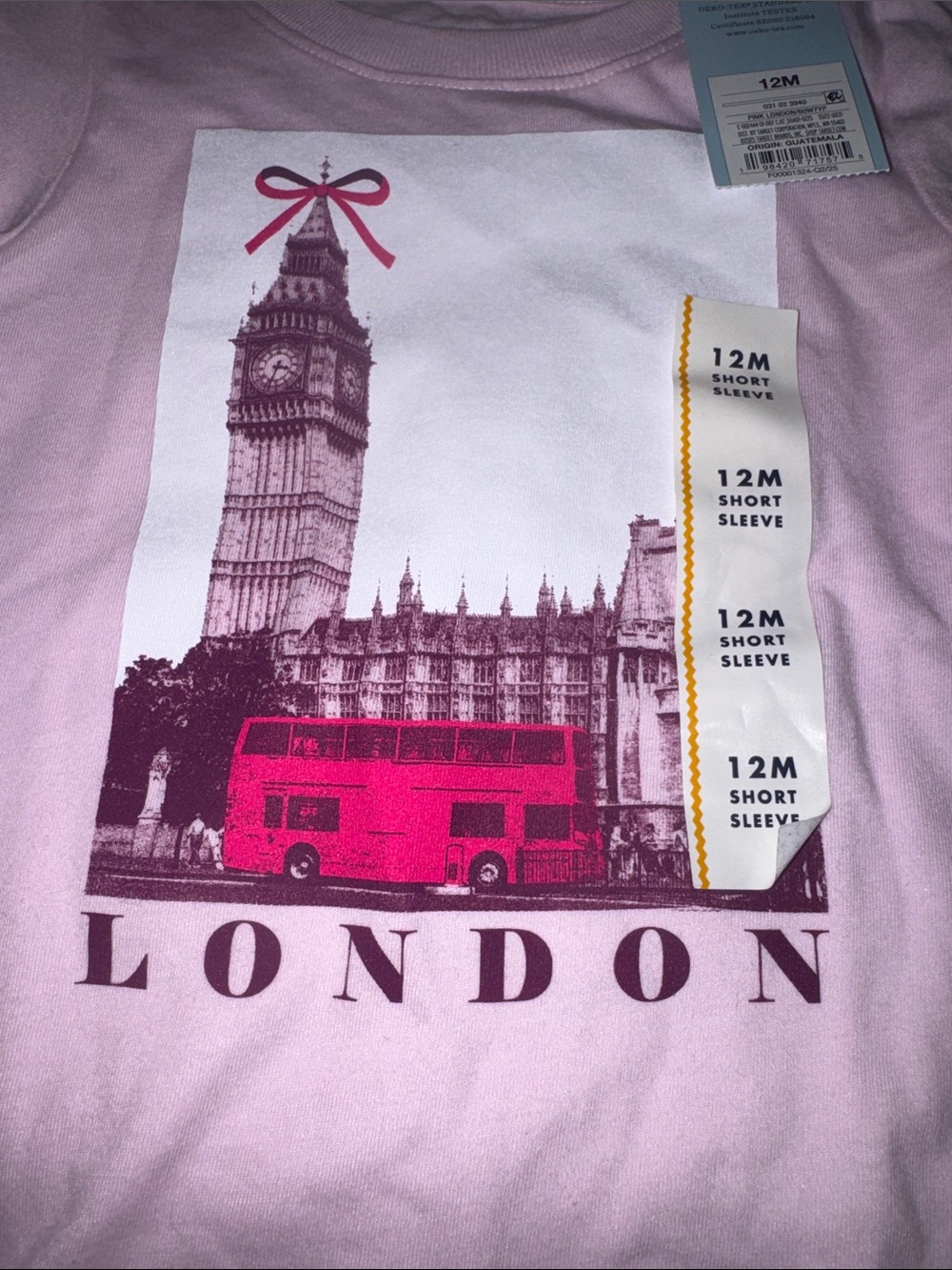 Cat & Jack Pink London Graphic Tee with Fuchsia Bus - Picture 4 of 5